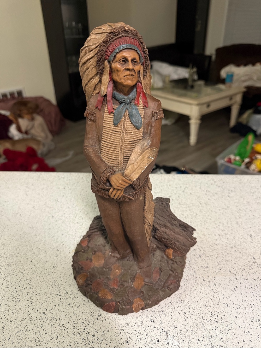 VTG Tom Clark Gnome Chief Hollow Horn Bear Resin Signed Native American Figurine